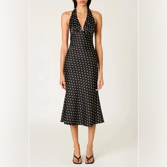 Nia Dresses & Skirts - Nia Women's La Brea Polka Dot Halter Neck Slipdress in Black Size S NWT